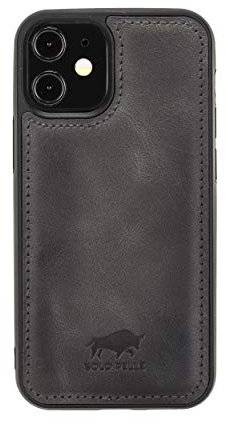 Solo Pelle Lederhülle für das iPhone 12 Mini in 5.4 Zoll Stanford Case Leder Hülle Ledertasche Backcover aus echtem Leder (Steingrau)
