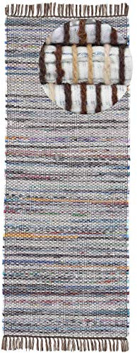 carpetfine Flachgewebeteppich Kelim Chindi Läufer Braun 60x180 cm | Moderner Teppich für Wohn- und Schlafzimmer