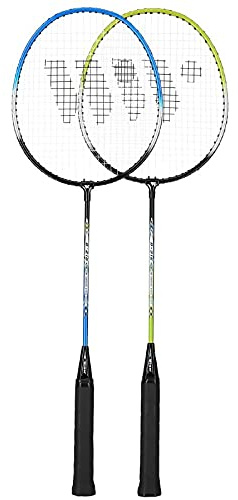 WISH Badminton Set für 2 Spieler, 2 Schläger und 3 Federbälle