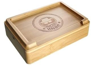 Heisenberg Dreh- und Stonerbox HNBG 20x14x6 cm aus Bambus mit raffiniertem Magnetverschluss und integriertem Dreh-Tablett