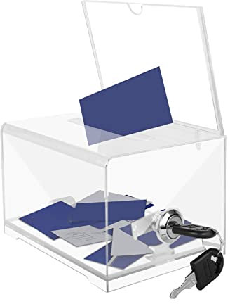 Acryl Spendenbox - Spardose Abschließbar, Transparente Wahlurne mit Schlüssel, Geldkassette Empfohlene Box, Aufbewahrungsbox zum Kommentieren, Spenden & Visitenkarten Sammeln (15,9 X 11,4 X 10,2 cm)