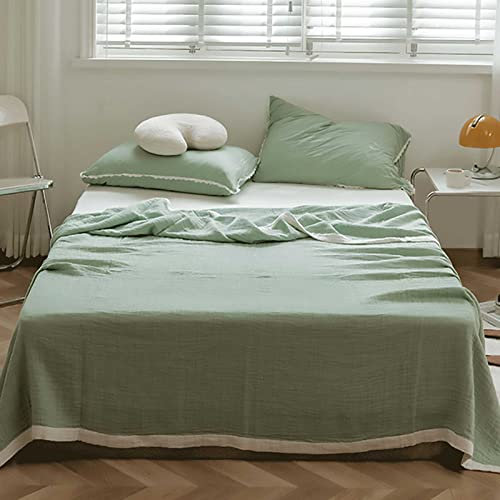 Baumwolle-Überwurfdecke Weiche Musselin-Decke für Bett Sofa Couch Grüne Atmungsaktive Kinderdecke Leichte Schweißableitende Sommerdecke für Erwachsene Kinder Wohndecke Sofadecke Reisedecke,200x230cm