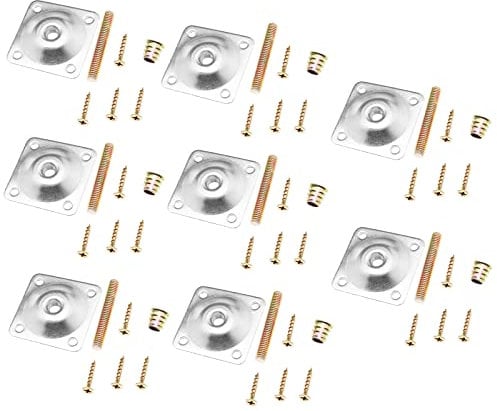 OTOTEC 8 x Bein-Montageplatten mit Aufhängerschrauben, Möbelbeinbefestigungsplatten, T-Platte M8, Tischbein-Reparaturzubehör für Sofa, Hocker, Sitzbett, Silber