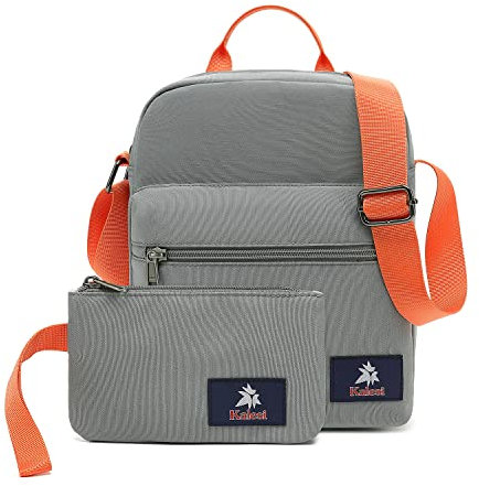 Kalesi Kleine Umhängetasche und Geldbörse aus Segeltuch für Mädchen und Damen, Gletschergrau