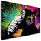 Feeby Bilder 90x60 cm Banksy DJ Affe Tier Abstrakt 1 tlg Babyzimmer Kinderzimmer Modern Wandbilder Dekopanel Deco Panel Kunstdruck Wand Bild Wanddeko Design Wohnzimmer Kopfhörer Music wie gemalt bunt