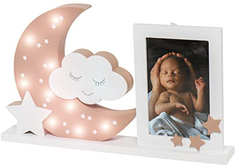Dooky Moonlight Bilderrahm LED Pure Hazel 10x15cm - Fotorahmen Mit Lichtern aus MDF Holz für Kinder & Baby -