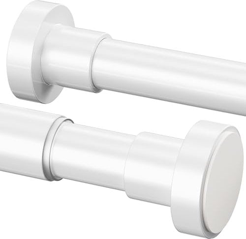 GDEVKHN - Asta per tenda da doccia estensibile in acciaio inox senza foratura, per bagno, armadio, tende da doccia (da 90 a 160 cm, diametro 25 mm, bianco)