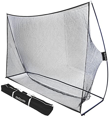 GoSports 10 ft x 7 ft Golf Practice Hitting Net - Personal Driving Range for Indoor or Outdoor Use - Black