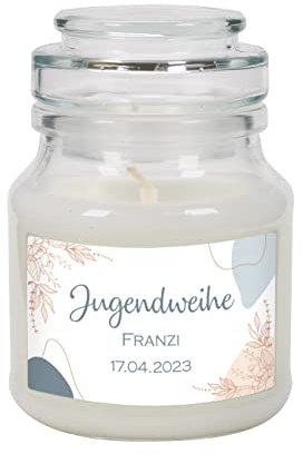 Herz & Heim® Duftkerze im Glas als Geschenk zur Jugendweihe mit Name und Datum