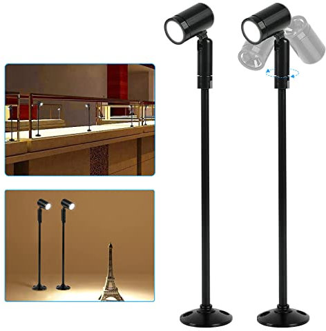 2er 3W Steckbare Vitrinenleuchte Mini Spot Scheinwerfer Vitrine Klein Beleuchtung LED Mini Spotlight Lampe 21cm Warmweiß LED on Top mit Dreh und Schwenkbaren Spot Stehleuchte für Displaybeleuchtung