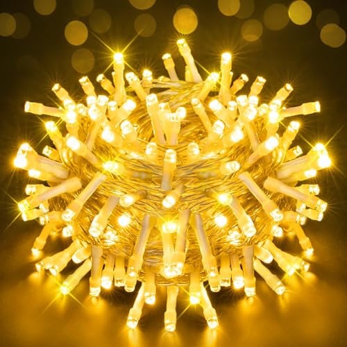 Ollny Fairy Lights Battery Operated, 10m 100 LEDs Bright Battery Powered String Lights, Warm White Outside Christmas Lights Waterproof with 8 Modes/Timer for Indoor Outdoor Bedroom Garden Decorations