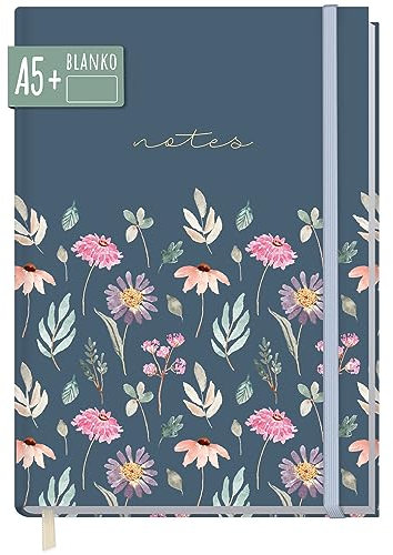 paper&you® Taccuino A5+ vuoto con elastico [Flying Flowers] 156 pagine, 78 fogli - come journal, sketchbook, diario - sostenibile e rispettoso del clima