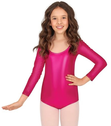 FIESTAS GUIRCA Body Fucsia Metallizzato con Maniche Lunghe per Bambini
