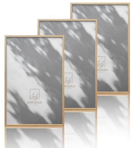 VUVUZULA Lot de 3 cadres photo en bois MDF naturel - 40 x 60 cm