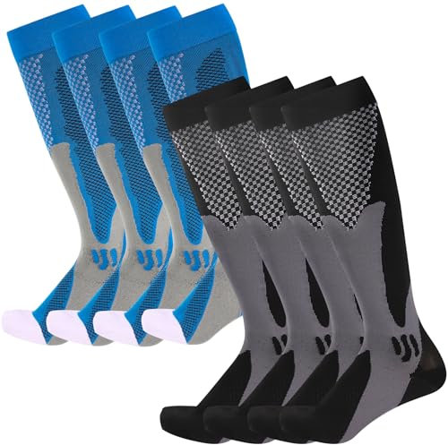 Utensilsto 4 Paar Kompressionsstrümpfe für Damen und Herren, 15-25mmHg Stützstrümpfe Sport Kompressionssocken mit Elastisch, Compression Socks Herren zum Joggen, Sport, Laufen (EU Größe:39-44)