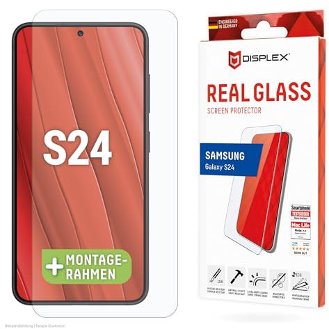 Displex Schutzglas 2D/ Clear (10H) für Samsung Galaxy S24/S25, Eco-Montagerahmen, Tempered Glas, kratzer-resistente Schutzfolie, hüllenfreundlich