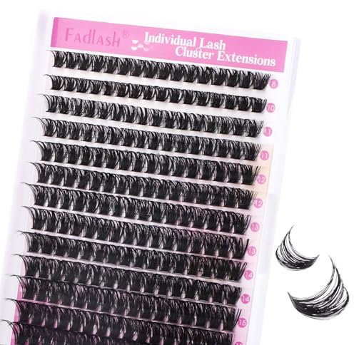 Fadlash Wispy Cluster Lashes DIY Individual Lashes 0.07 D Curl 8-16mm 100D Lash Extension Reusable Soft Fluffy Eyelash Extensions