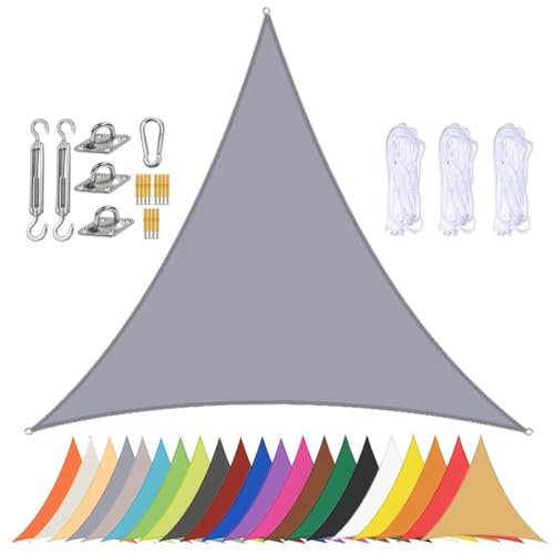 Sonnensegel Dreieckig mit Ösen Sonnenschutz Markise Wasserdicht 90% UV Schutz Sonnensegel für Balkon Terrasse Garten Strand Pool Hinterhof Grau 2x2x2m