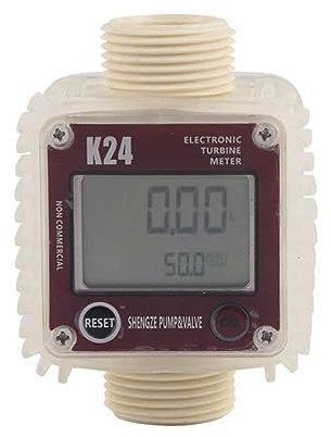 Digital LCD Display Flow Meter 1pc K24 Digital Oil Fuel Meter, Gauge Meter For Chemicals Liquid Water Ultrasonic Hot In Industrial Commercial for Measure Diesel Kerosene Gasoline(Red Vertical)