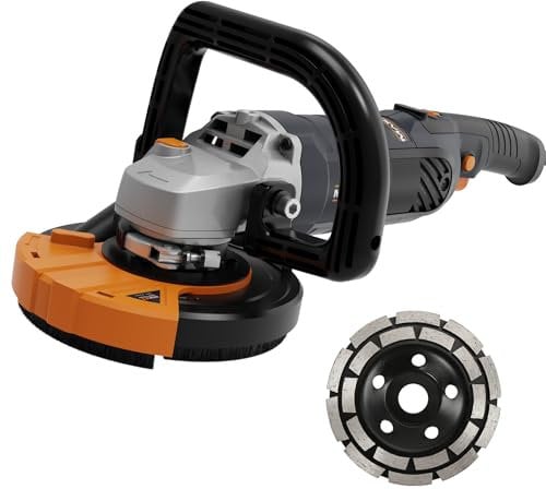 Smerigliatrice per calcestruzzo, MAXXT professionale 125 mm, con potente motore da 1500 W, kit di restauro senza polvere, smerigliatrice angolare e per intonaco versatile