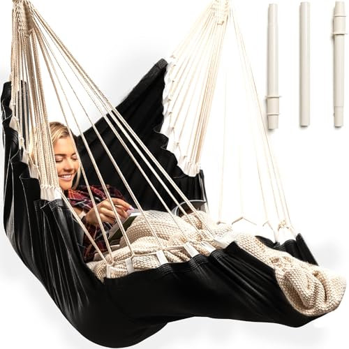 XL Hängemattenstuhl Schaukel - Indoor Hängematte Swing Chair, Outdoor Hängesessel Outdoor Hängesessel Indoor Hängestuhl mit Fußstütze Schaukel Hängestuhl Hängematte Schaukel Innen & Außen