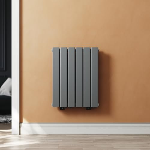 SUNXURY Badheizkörper 600x465 mm Vertikal Heizkörper Flachheizkörper Klein Seitenanschluss Handtuchwärmer Anthrazit Design Paneel Doppellagig Wandheizkörper