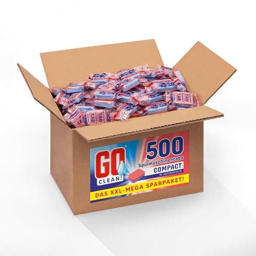 GOclean! Compact 18g Spülmaschinen Tabs - Geschirrspültabs - in Aufreißfolie - in einem 9 KG Karton erhältlich (9 Kg, od. 4,5 kg)