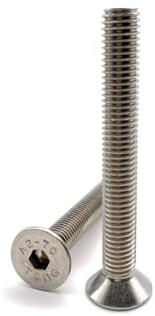 Tornillos M10 x 80 mm, cabeza avellanada BTR de acero inoxidable A2 | Tornillos FHC de 6 capas huecos (llave allen) ISO 10642 / DIN 7991 | Tornillos inoxidable A2 (V2A/304): lote de 5 piezas –