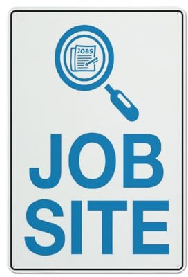 Cartello per cantiere di lavoro, 30,5 x 20,3 cm, in alluminio, riflettente, resistente ai raggi UV, impermeabile, resistente alle intemperie e allo sbiadimento, con 4 fori preforati