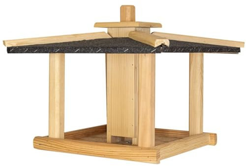 ITA Casa per Uccelli Selvatici 43x43x35 cm in Legno - Casetta per Uccelli - Distributore di Cibo per Uccelli Selvatici - Resistente alle Intemperie, Stabile, Robusta