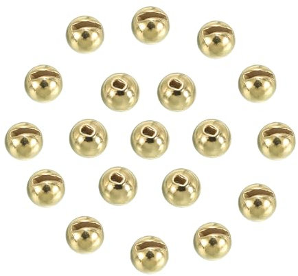 PATIKIL 2.8mm Fly Tying Tungsten Beads, 50 Pcs Gold Slotted Beads for Jig Hooks