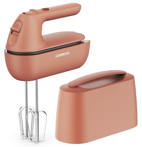 Kenwood QuickMix Go HMP40.000RD Batteur portable grâce à sa mallette intégrée, fouet en acier inoxydable et crochet pétrisseur, cuillère doseuse, 350 W, rouge