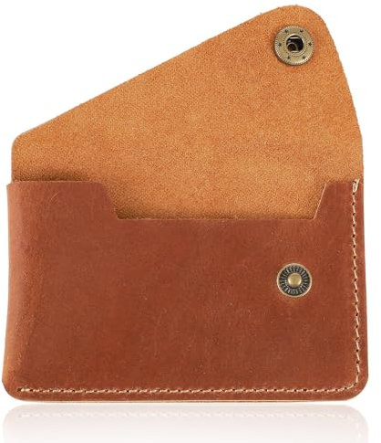 Yuanchu Étui pour cartes de visite style à rabat, en cuir de vachette, style vintage, étui pour cartes de crédit, étui fin pour cartes de crédit, porte-monnaie plat, porte-cartes, nom d'entreprise,