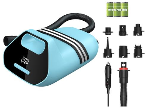 TOPUMP 20PSI Electric Paddle Board Pump TPS300 - High Pressure Rechargeable SUP Pump, Dual Stage Inflation & Deflation, Auto-Off Air Pump for Stand Up Paddle Boards, Boats, Kayaks and Tent