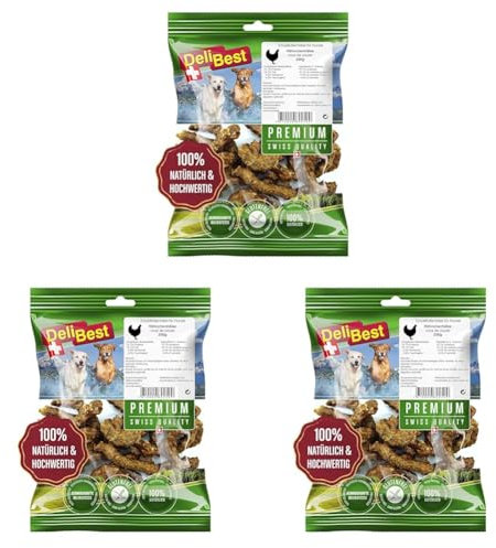 DeliBest Premium Hähnchenhälse Gourmet I Kauartikel für Hunde zur Unterstützung der Zahngesundheit I Hunde Kauartikel besonders aromatisch - ohne chemische Zusätze I leckere Hundesnacks 250 g