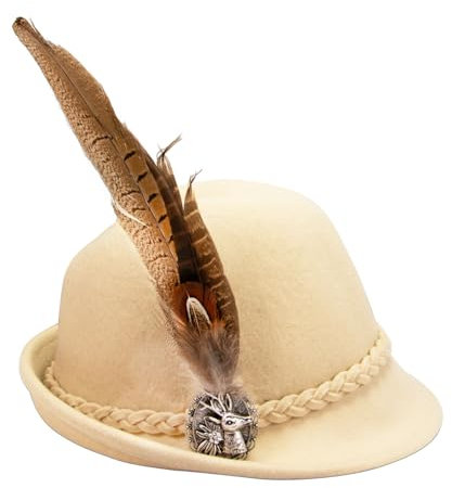 Alpenflüstern Flecht Filzhut Fasanen Hirschfeder (woll-weiß) ADV156