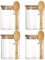 JOCHAMPS 4pcs Glass Jars with Spoons and Bamboo Lids Labels and Chalk, Kitchen Storage Jars for Spices Sugar Salt Tea Candies Jellies Herbs, Overnight Oats Breakfast Jars, 8.5 * 10cm(450ml)