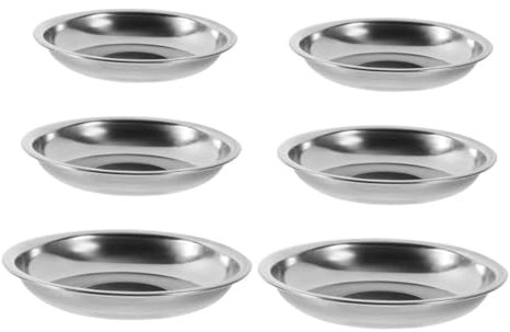 TOPBATHY 1 Set Piatto in Acciaio Inox Vassoio Caffe Antipasti Lamiera Acciaio Piatto Da Antipasto Piatti Pane Piattino Piatti Di Salsa Di Metallo Acciaio Inossidabile Silver 6 Pezzi