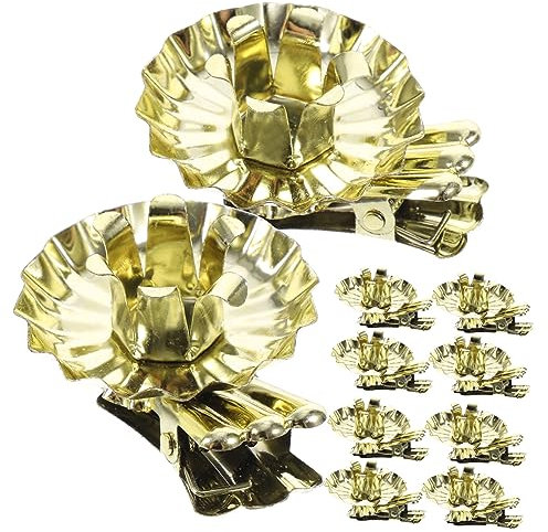 Zerodeko Partybeleuchtung 1 Satz Weihnachtskerzenclip Weihnachtsbaum-kerzenclip-dekore Christbaumkerzenhalter Christbaum Kerzenhalter Kleine Kerzenhalter-Clips Kerzenhalter Für Baum Eisen Golden 10st