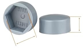 LIUCH Sechskantmutter, flacher Kopf, Kunststoff-Schutzkappe, äußere Sechskantschraube, niedriger Kopf, dekorative Kappe, staubdichte Abdeckung(Grey,20pcs 13X10XM8)