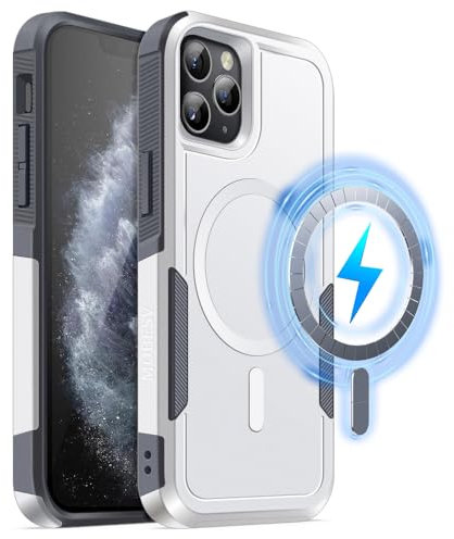 MOBESV Magnetisch Hülle für iPhone 11 Pro Max 6,5 Zoll, Handyhülle kompatibel mit MagSafe, Matte Stoßfeste Cover, Weiß