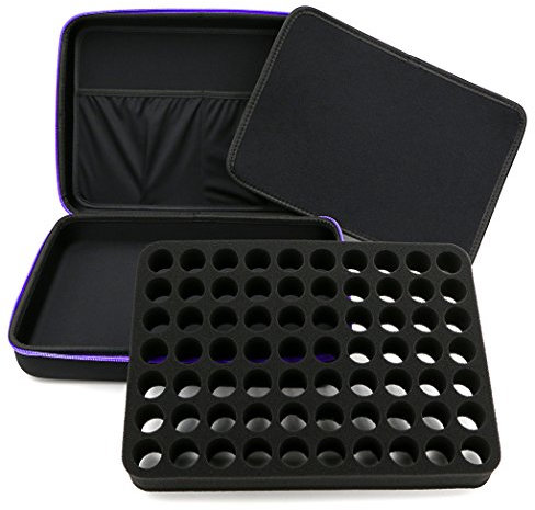 ELLDOO Alcohol Ink Storage Carry Case, Fits up to 70 Bottles, Alcohol Ink Case Miniature Paint Carry Organizer for Ink and Paints with Foam Insert and Inner Storage Pocket, Purple (Ink not Included)