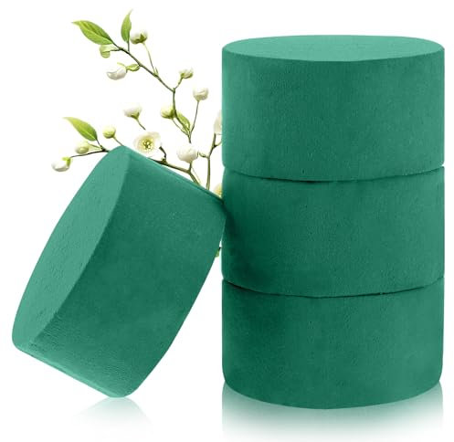 Giantree Set di 4 schiume floreali rotonde, per fiori freschi, decorazione per feste di nozze (10 x 4 cm)