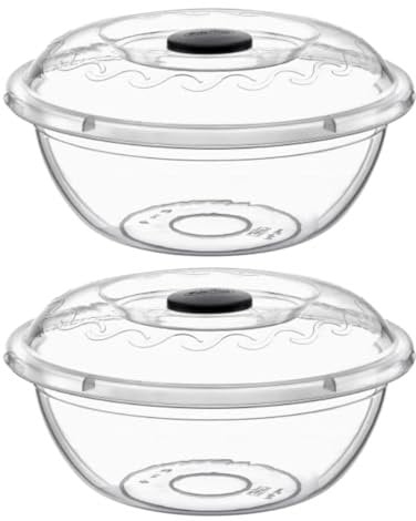 Best House | Clear Round Basin Bowl with Lids | 7.5 Litres | 2 Pcs | Transparent | Salad Bowls | Plastic Food Storage Container With Lids (Pack of 2)
