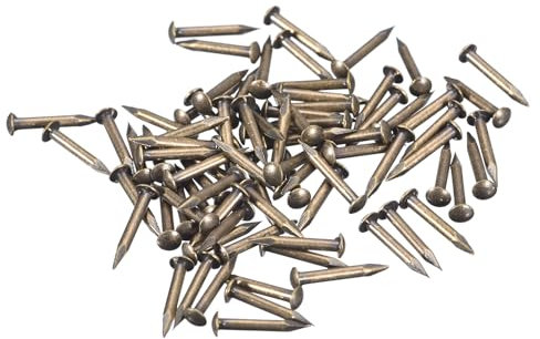 sourcing map 70Pcs Small Tiny Nails 1.5x12mm(DXL) Tiny Brass Nails Hardware Round Head Brass Nail for Wooden DIY Projects Decorative Boxes Household, Bronze Tone