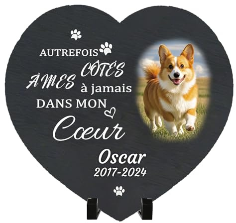 Umitive Lápida Personalizada para Mascotas - Placa Conmemorativa Cuadrada con Foto y Nombre - Regalo por la Pérdida de un Perro, Gato - Decoración para Cementerio de Mascotas (Style F)
