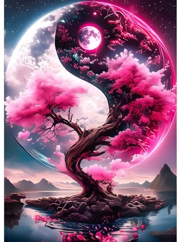 QQYRHN 5D DIY Yin Yang Kits de Peinture Diamant, Complète Tai Chi Diamond Painting pour Adulte Débutants, Arbre de Vie Art du Diamant, Décoration Murale Maison Peinture au Diamant Avec 30x40 cm