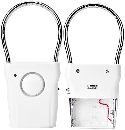 Gonetre Door Handle Alarm 120dB Super Loud Anti Theft Vibration Burglar Alert Home Security Device for House Office Hotel White ABS Plastic 61g
