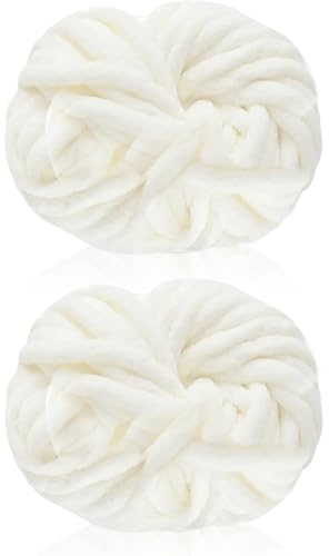 Cnwinu 500g(2*250g) Chenille Wolle zum Häkeln, Wolle Zum Stricken, Chunky Yarn für Armstricken, Strickwolle Dickes Garn, Super Soft Handstrickgarn, Chunky Garn für Taschen,Mützen,Schals,Puppen,Decken