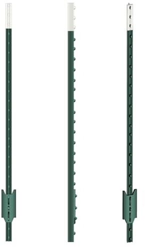 VOSS.farming T-Pfosten 213cm 10 Stück, Metallpfahl Festzaunsystem, Hochwertige Qualität grün, T-Post, Zaunpfahl, Weidezaun
